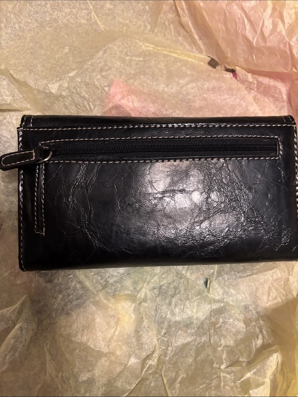 Nine West Black Leather Wallet with Silver Buckle